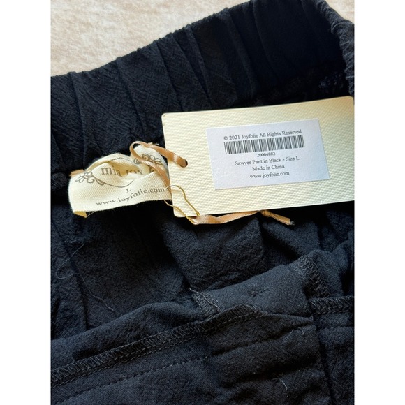 Joyfolie Sawyer Pants Womens L Black Wide Leg Button Front Cotton NWT Boho Linen - Picture 3 of 7